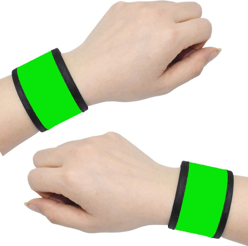 AMNQUERXUS LED Slap Bracelets Light Up Armbands Glow in The Dark Fashing Wristbands Wrist Bands Safety Reflective Running Gear for Runners Walkers Walking Jogging, Fits Men Women (2 - Green) - Image 1